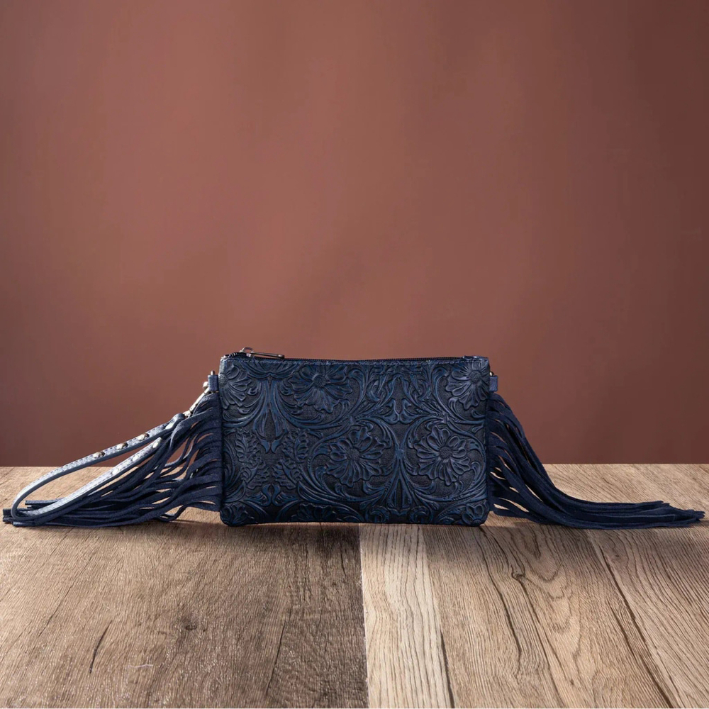 Montana West Tooled Collection Clutch/Crossbody Navy